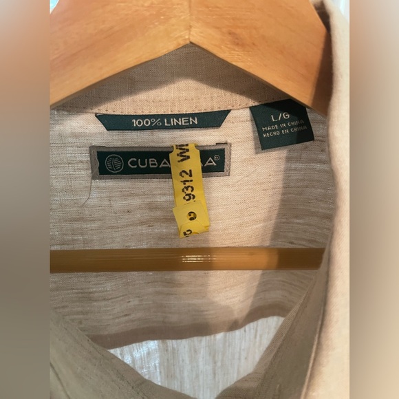 Men’s 100% linen Cubaver beige long sleeve size L - Picture 2 of 5